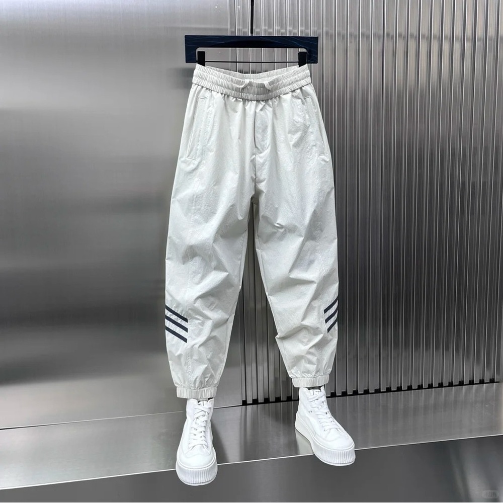 Men's Stylish White Joggers with Stripes